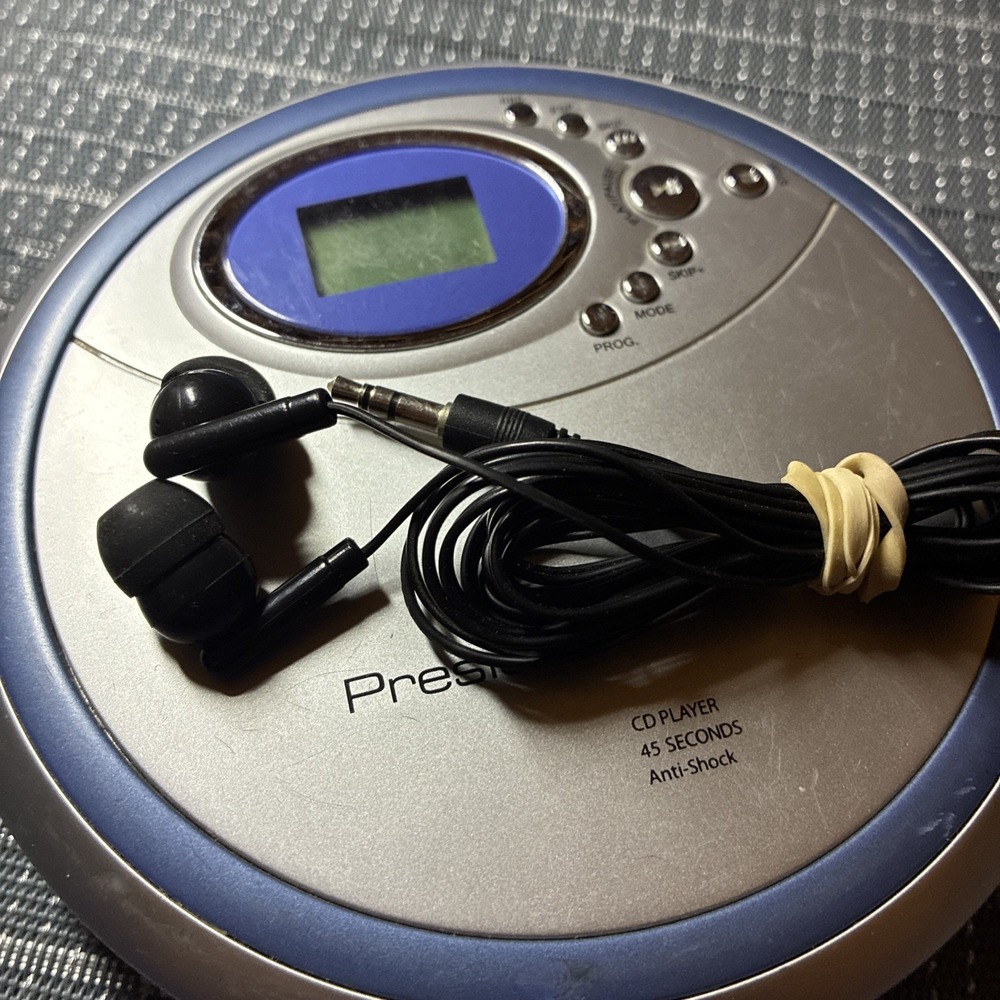 Presidian Portable CD Player PCD-100 45 Second Anti Shock Headphones Y2K Tested